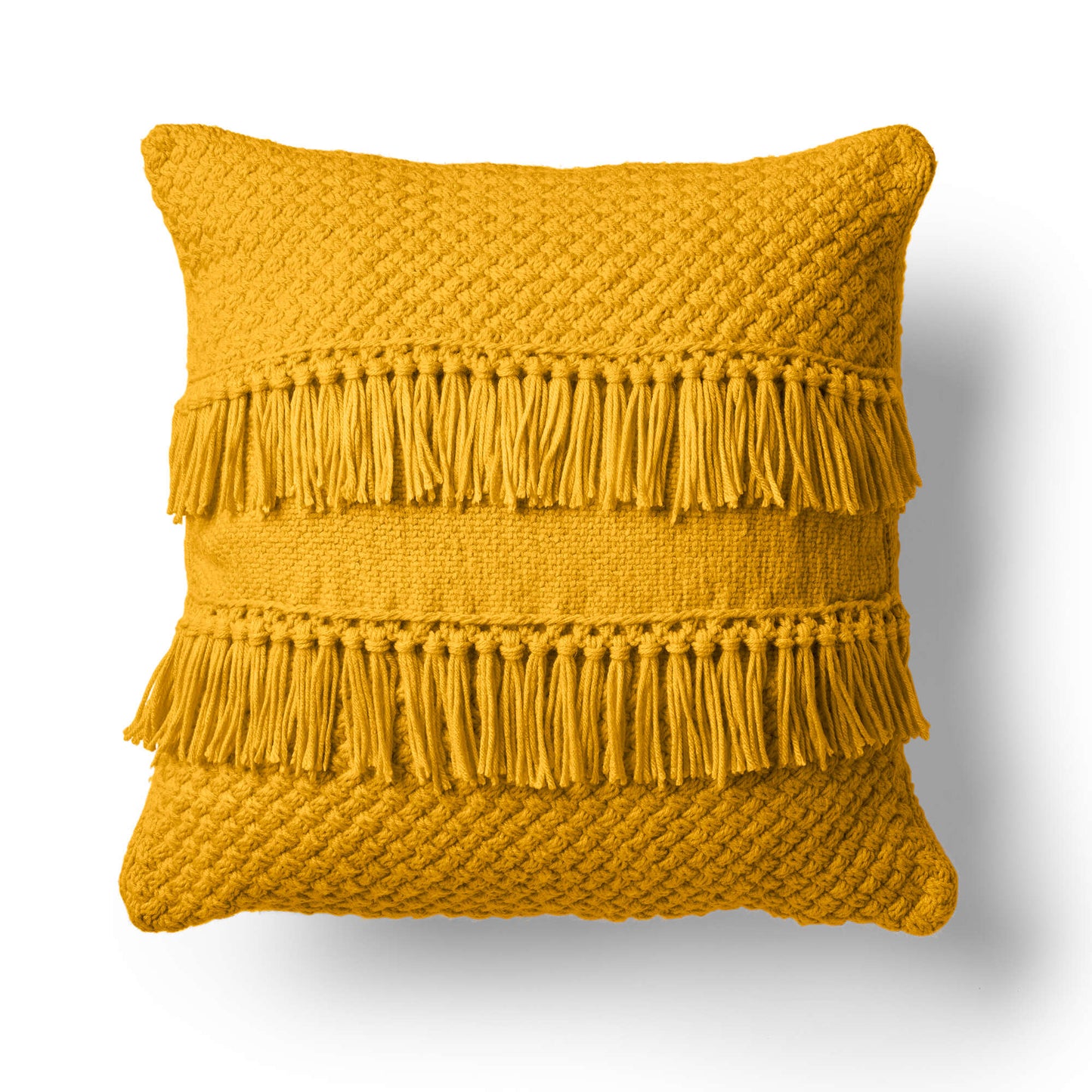 Caron Texture and Fringe Knit Pillow (Digital Download)