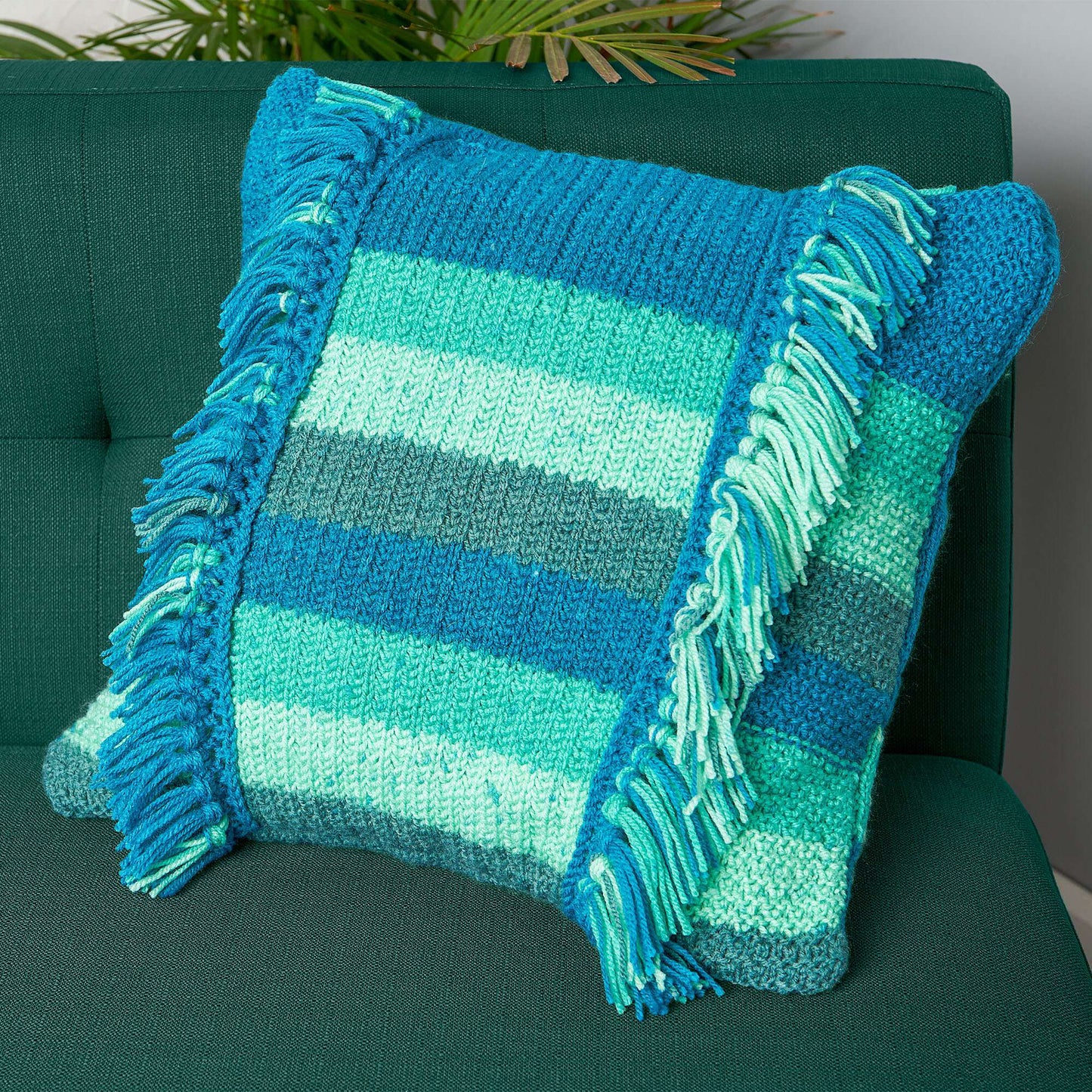 Caron Tasseled Fringe Knit Pillow (Digital Download)