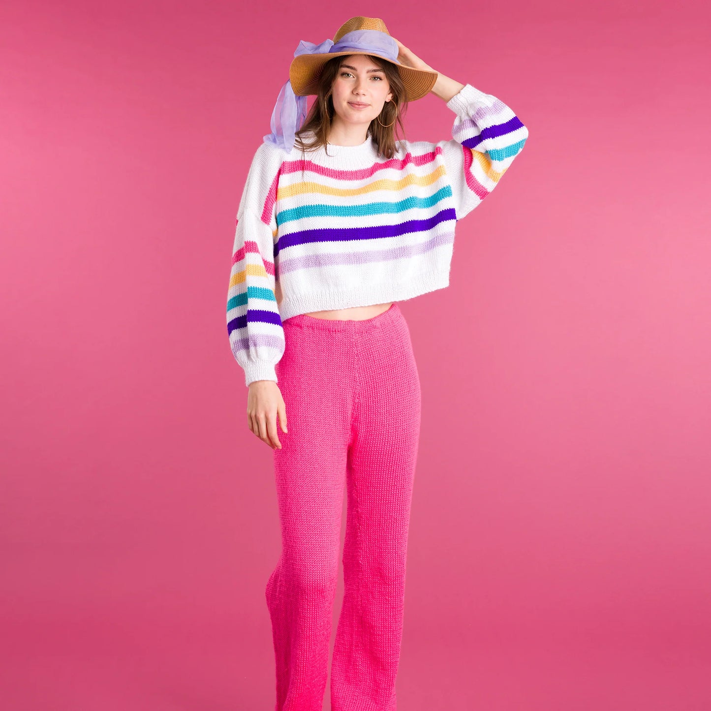 KNITTING PATTERN DOWNLOAD - Free Caron Dropped & Cropped Knit Pullover Pattern, XS/S/M