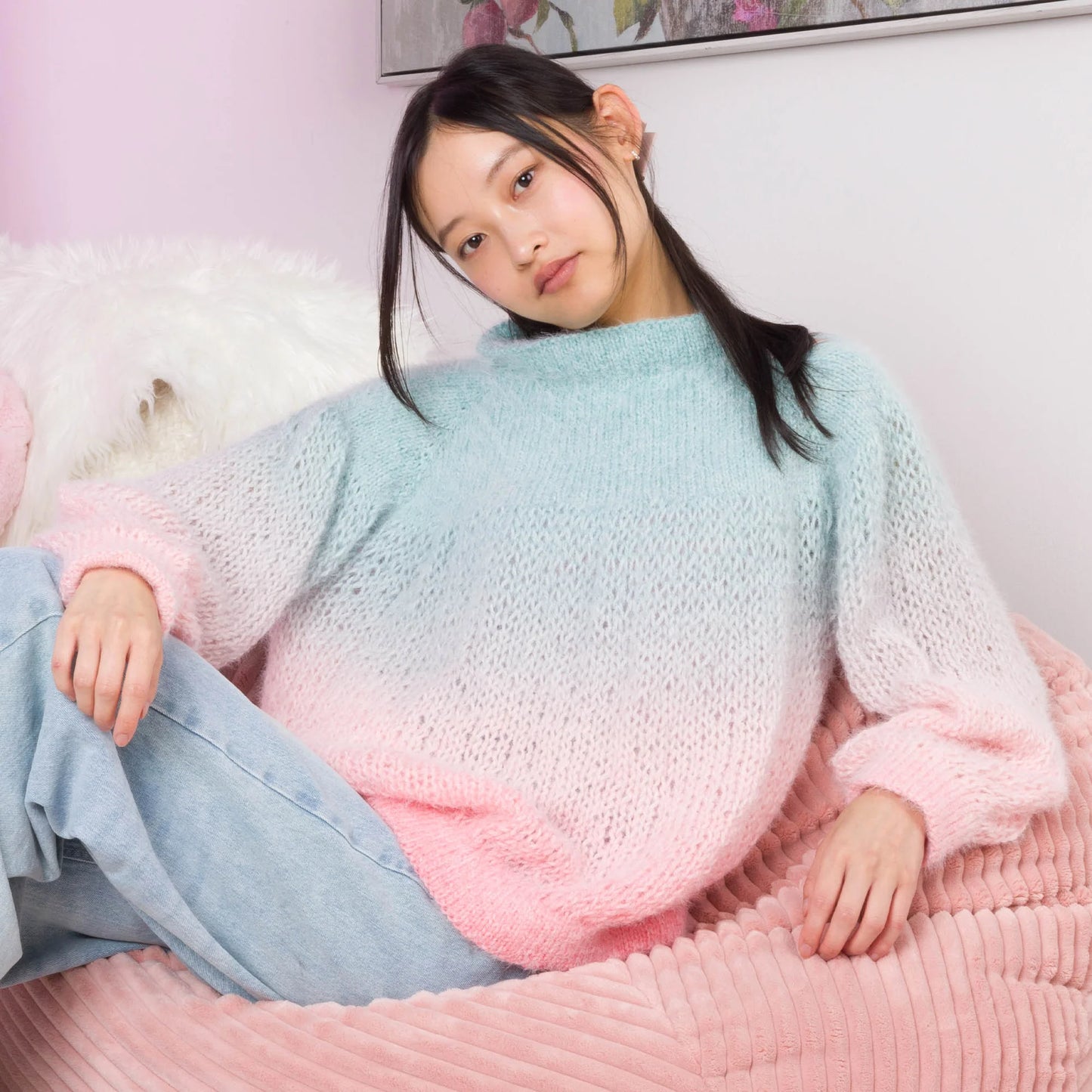 KNITTING PATTERN DOWNLOAD - Free Caron Pastel Bubble Knit Pullover Pattern, XS/S