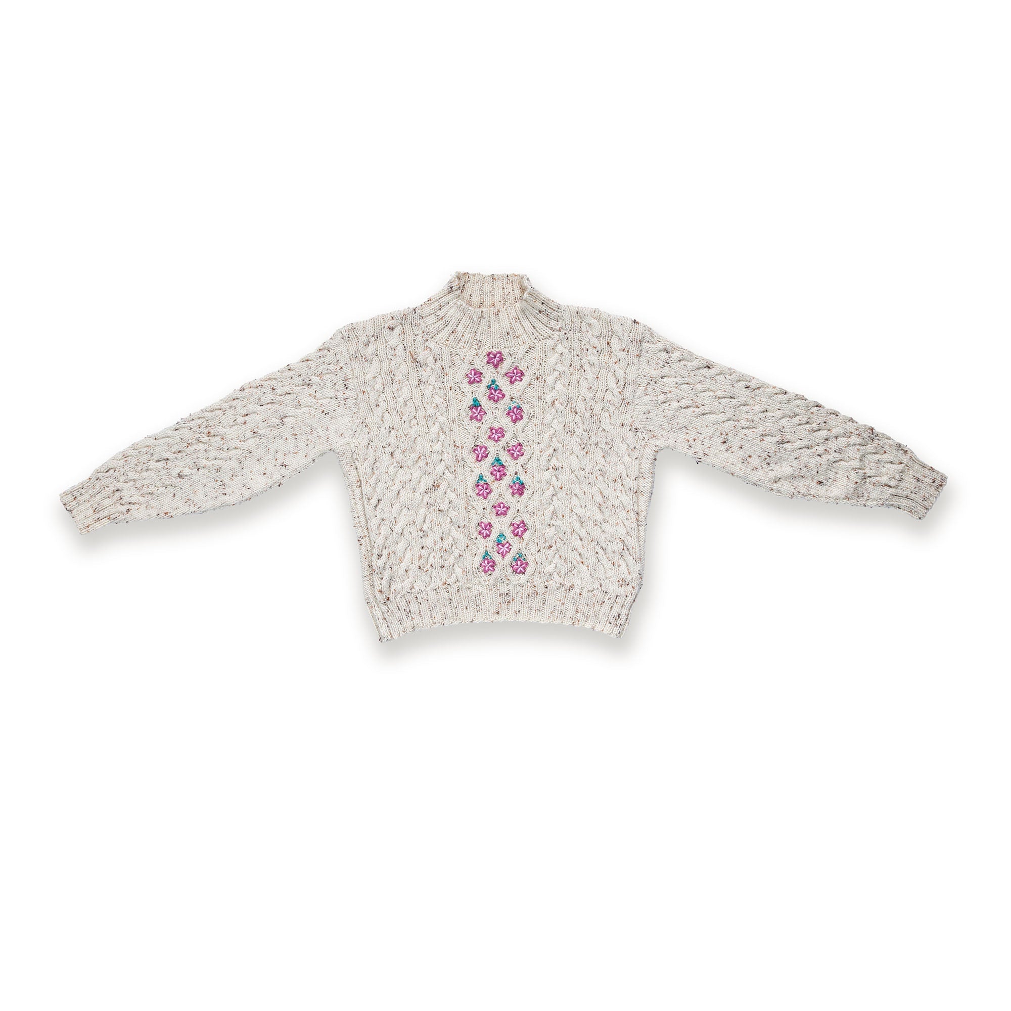 Caron Floral Medallions Knit Pullover