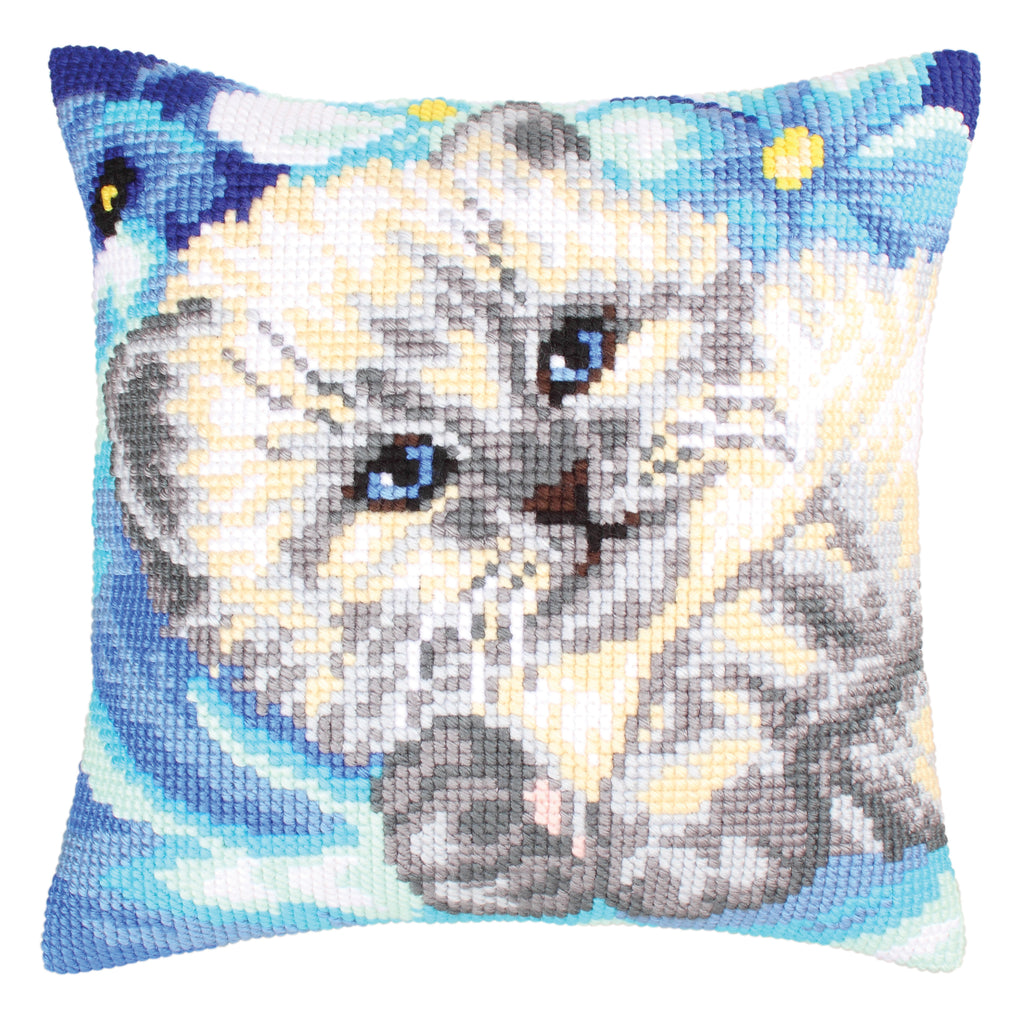 Cross Stitch Kit: Cushion: Cute Kitten
