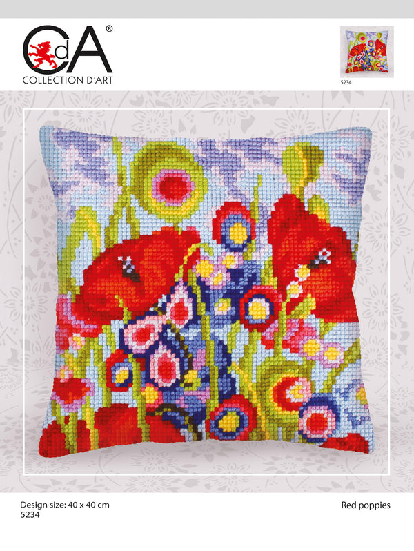Cross Stitch Kit: Cushion: Red Poppies