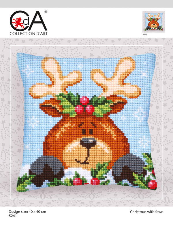 Cross Stitch Kit: Cushion: Christmas with Fawn