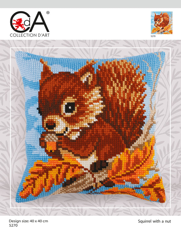 Cross Stitch Kit: Cushion: Squirrel with a Nut
