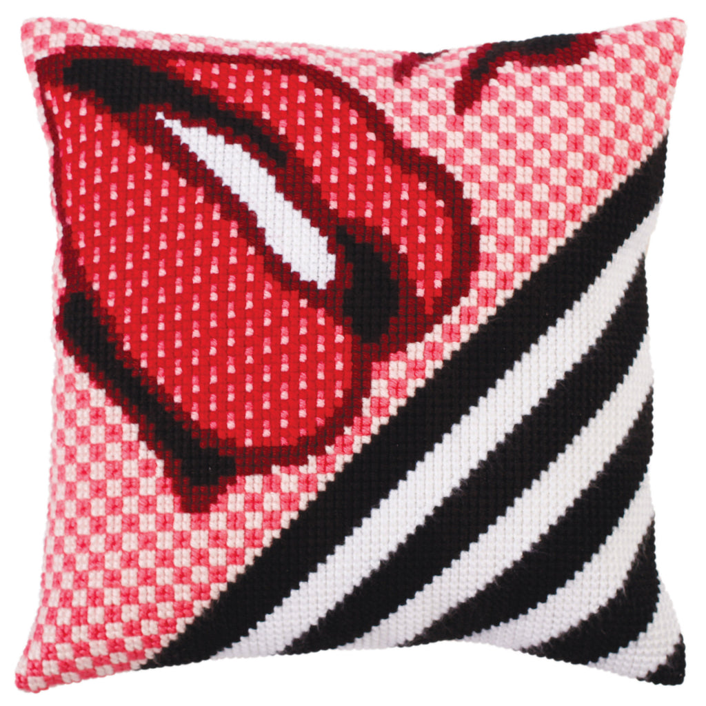 Cross Stitch Kit: Cushion: Red Lipstick