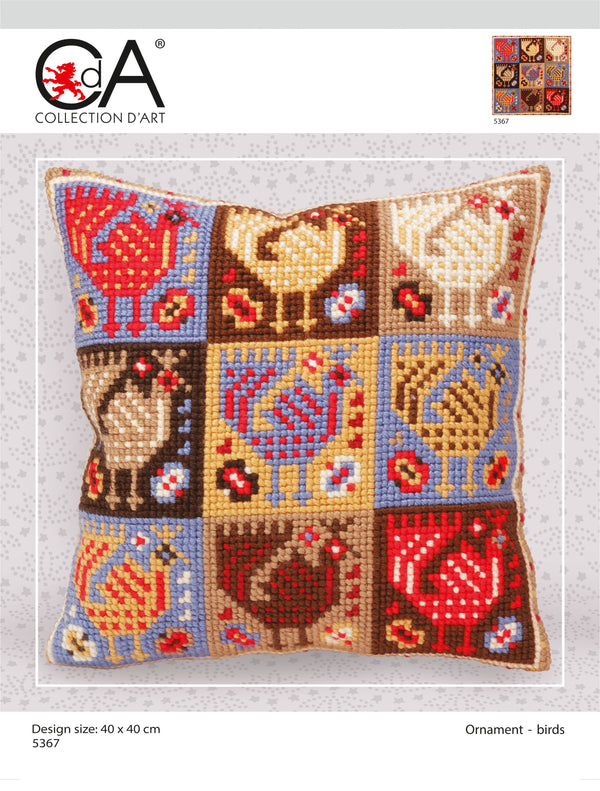 Cross Stitch Kit: Cushion: Ornament - Birds