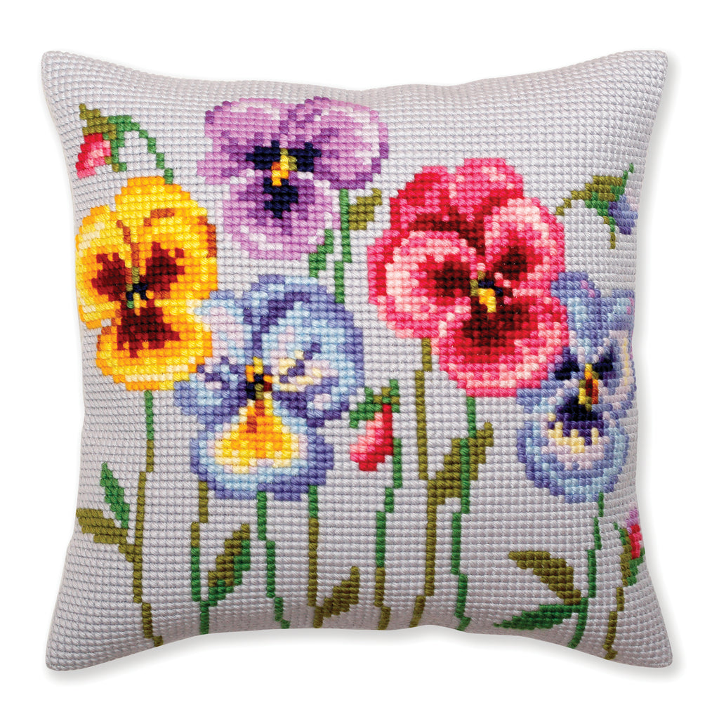 Cross Stitch Kit: Cushion: Pansies