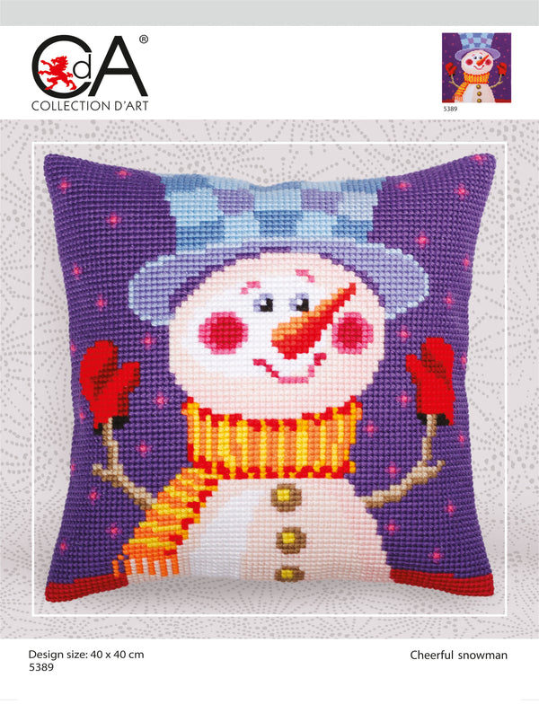 Cross Stitch Kit: Cushion: Cheerful Snowman