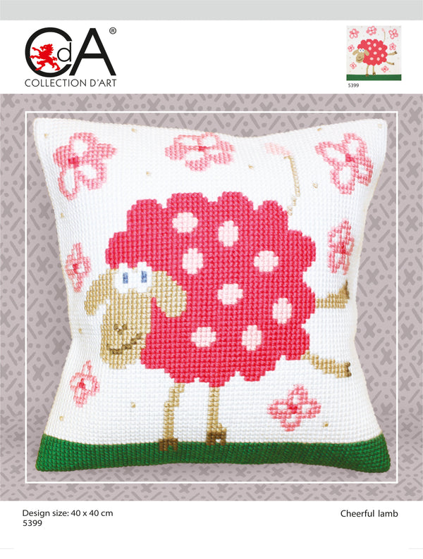 Cross Stitch Kit: Cushion: Cheerful Lamb
