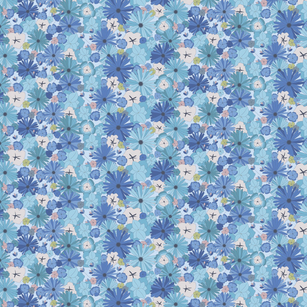 Microfibre Cotton Touch Fabric Roll 3m x 1.6m - Blue Bouquet