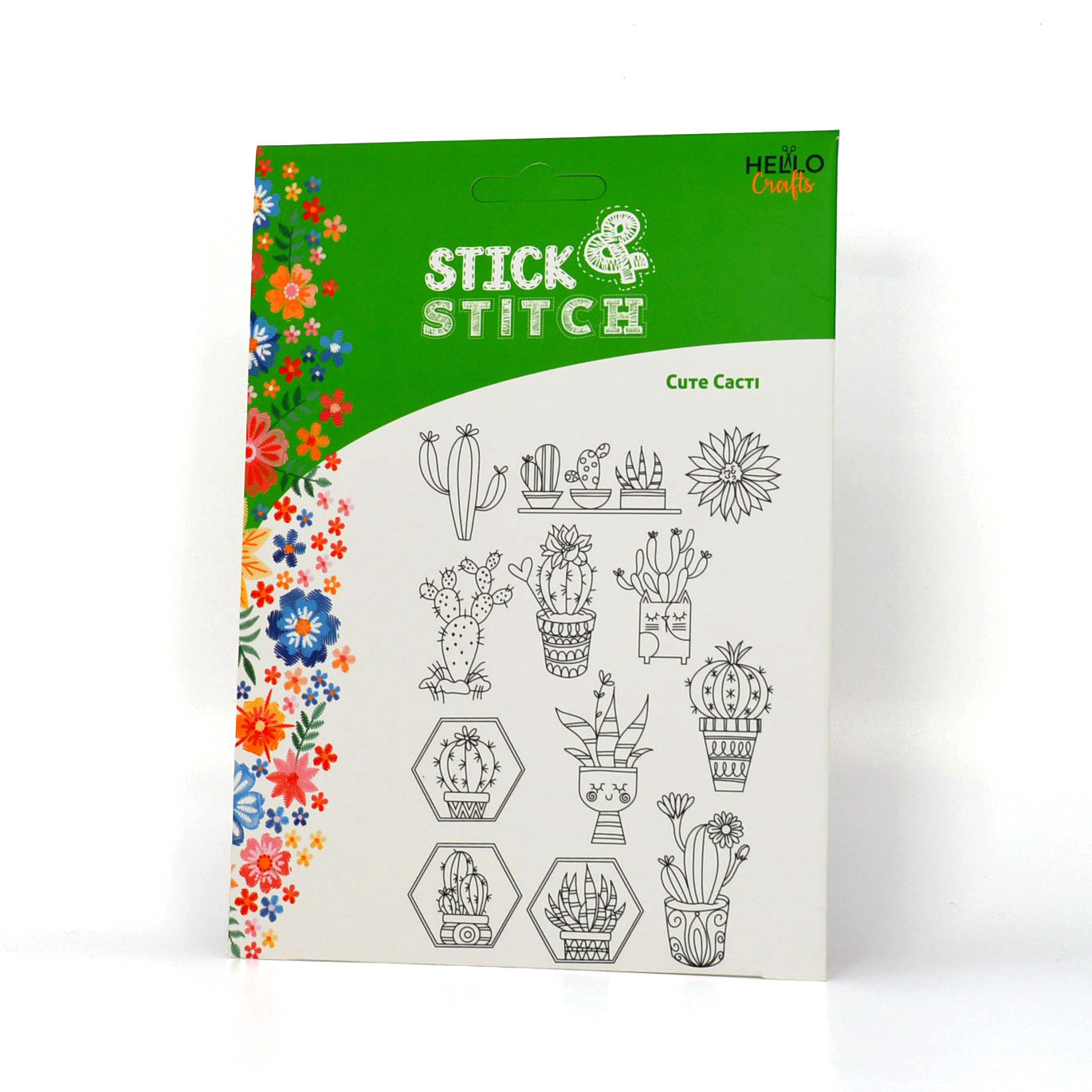 Stick & Stitch - Self Adhesive, Water Soluble Embroidery Templates - Cute Cacti