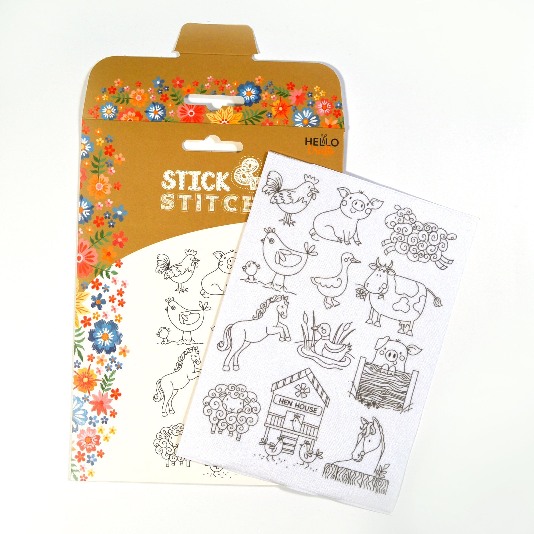 Stick & Stitch - Self Adhesive, Water Soluble Embroidery Templates - Farm Friends