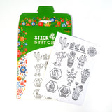 Stick & Stitch - Self Adhesive, Water Soluble Embroidery Templates - Cute Cacti