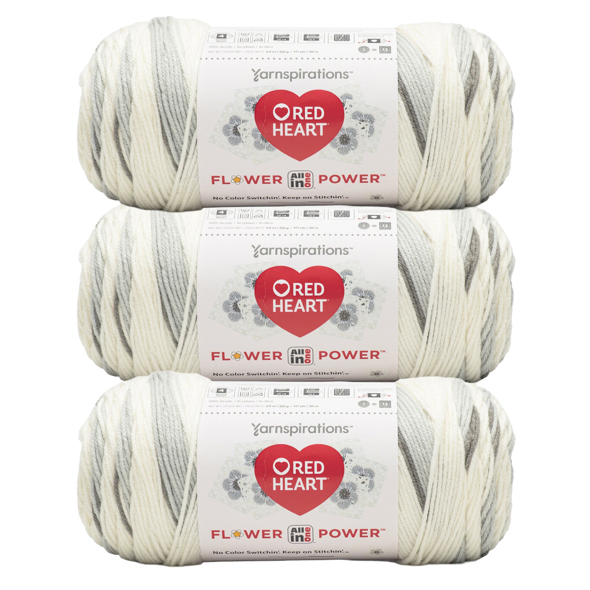 3 Pack of Red Heart All In One Flower Power Yarn 250g