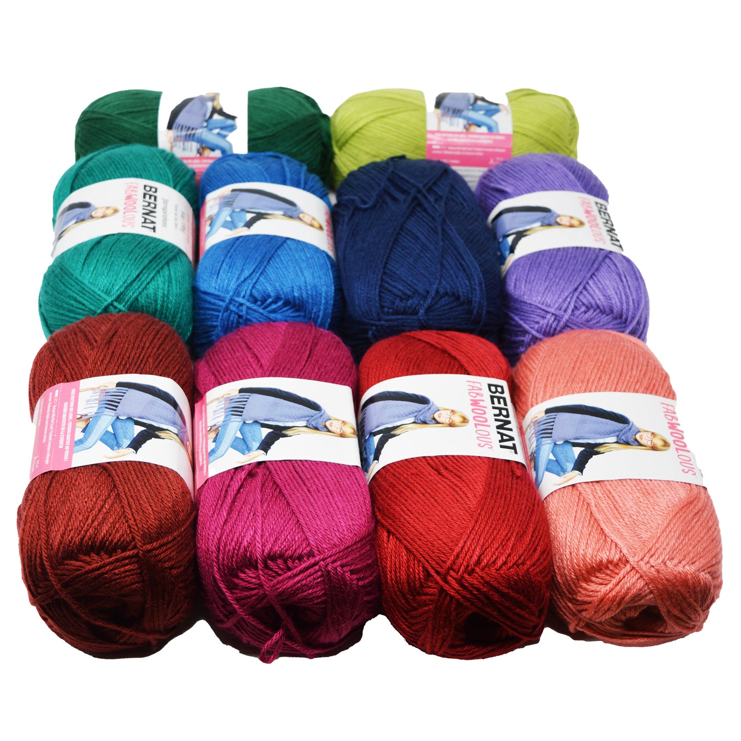 The FABWOOLOUS Box - 10 Balls of Assorted Bernat Fabwoolous Yarn + 6 FREE DOWNLOADABLE PATTERNS!!