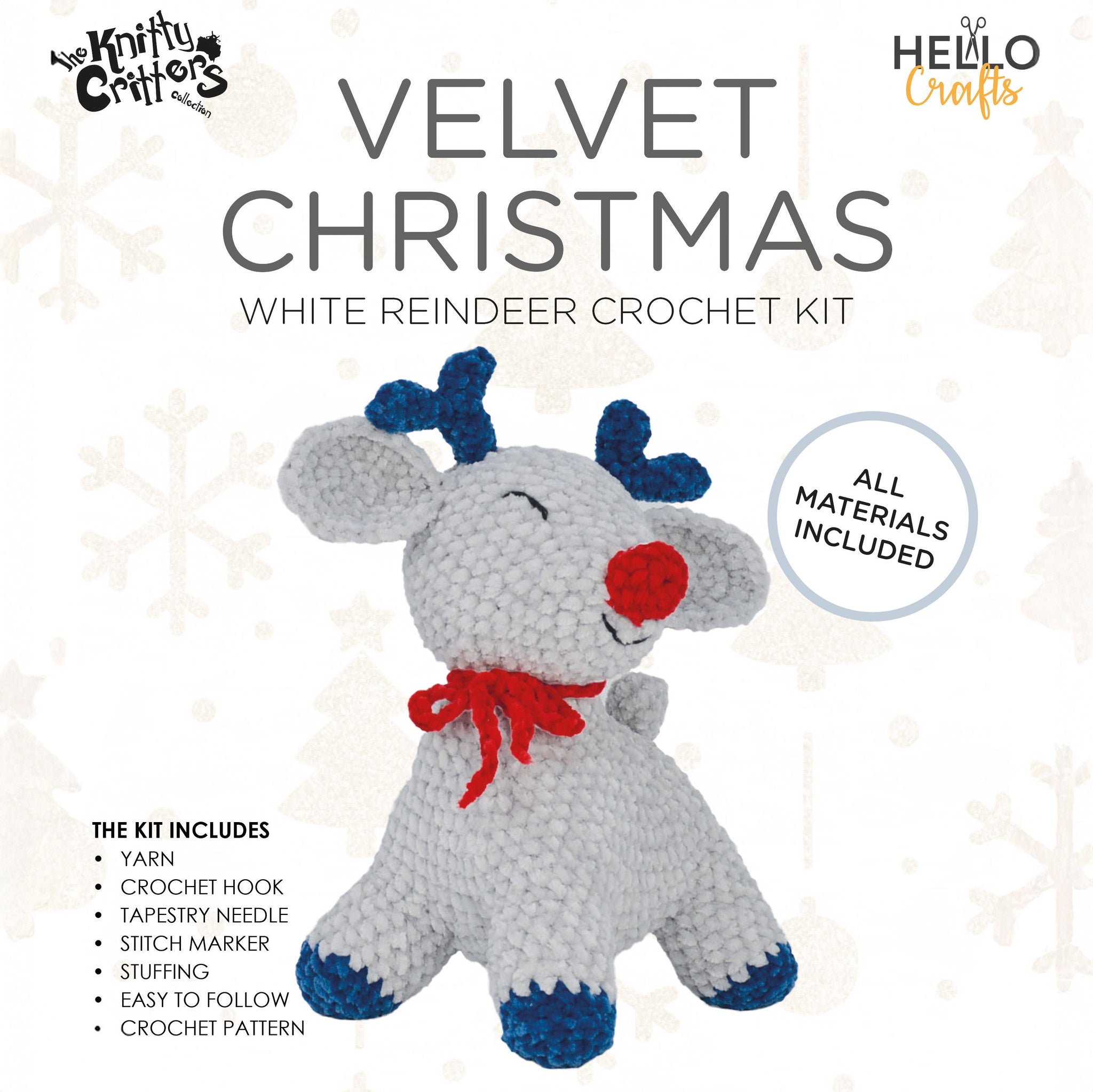 Knitty Critters - Velvet Christmas Crochet Kit - Grey Reindeer