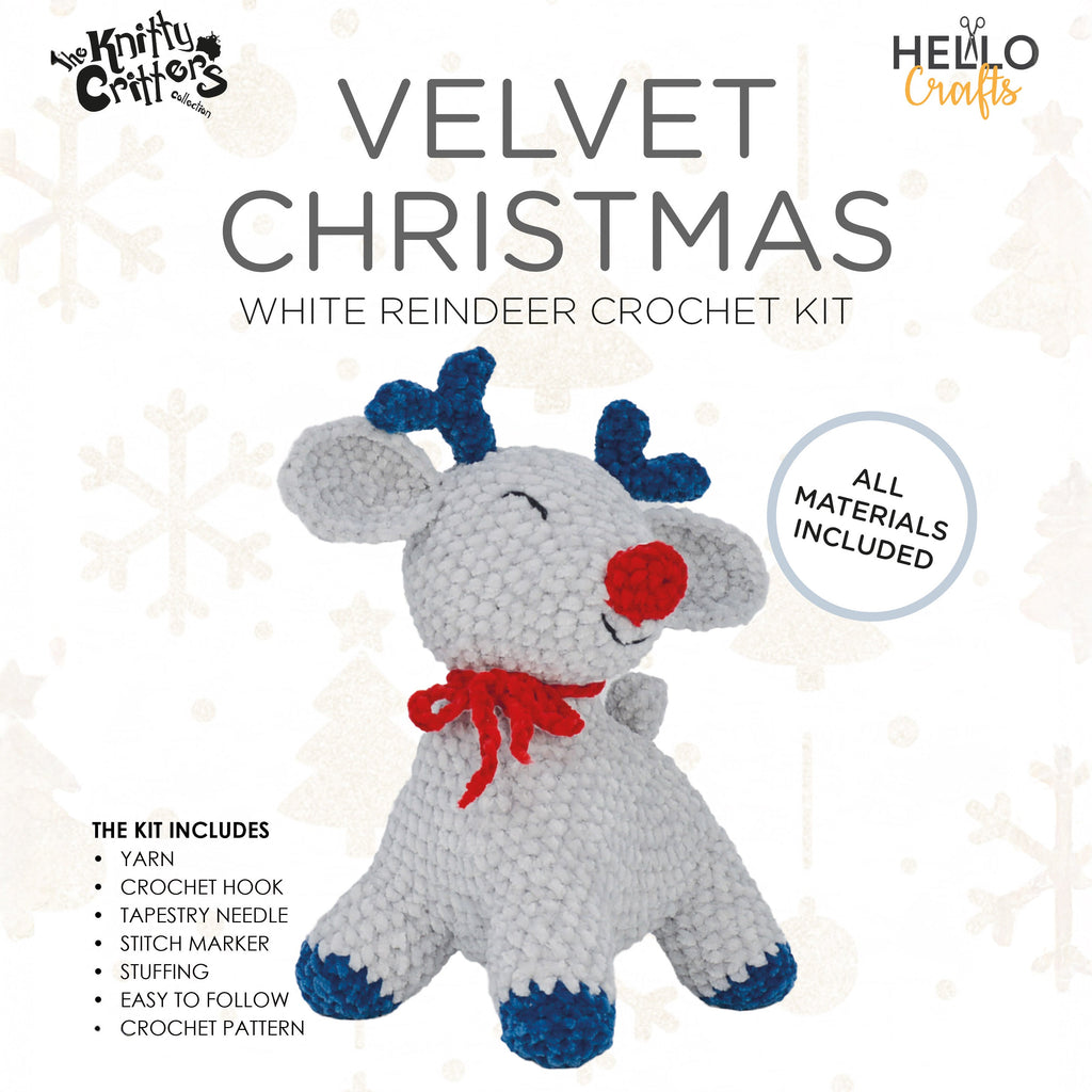 Knitty Critters - Velvet Christmas Crochet Kit - Grey Reindeer