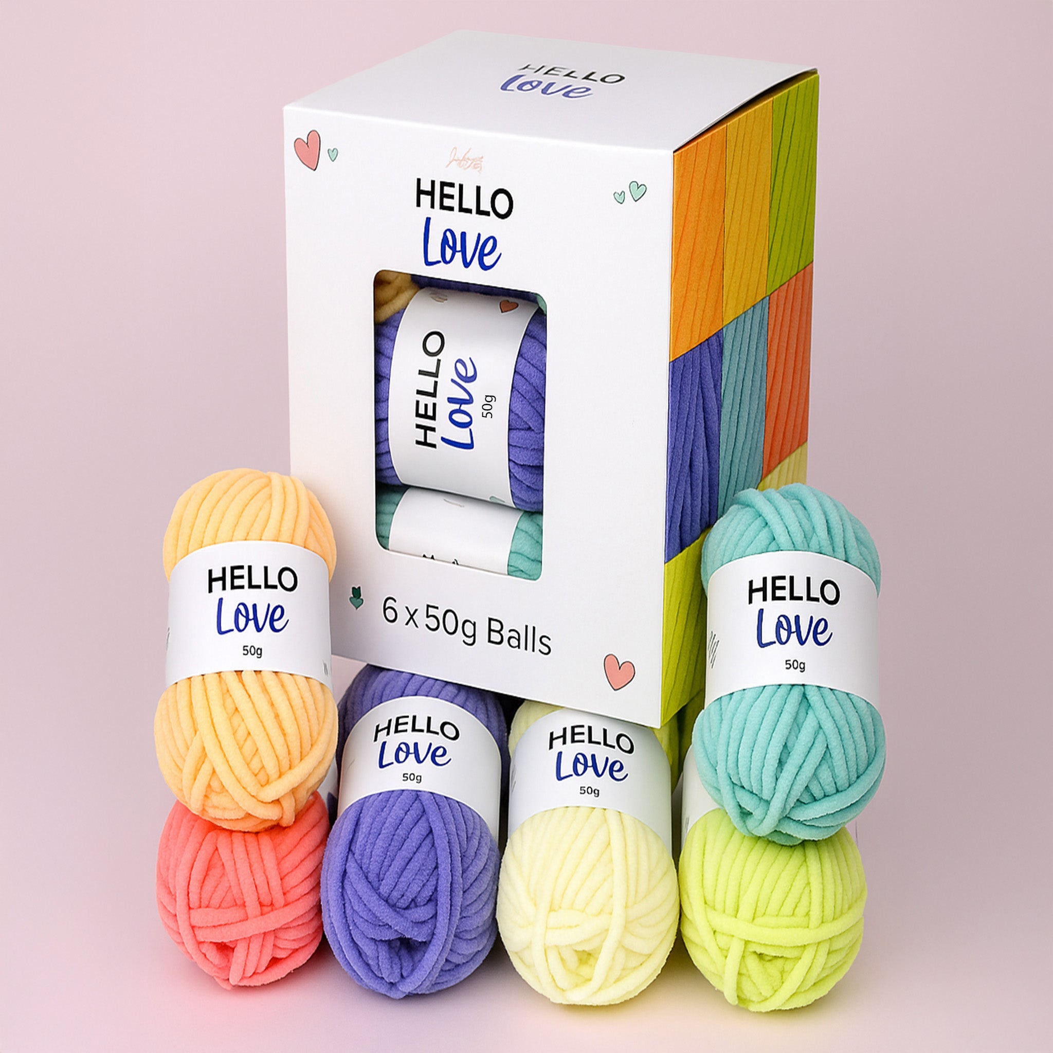 Multibuy Bundle Offer – Hello Love Assorted Yarn Box – 6 x 50g Pastel