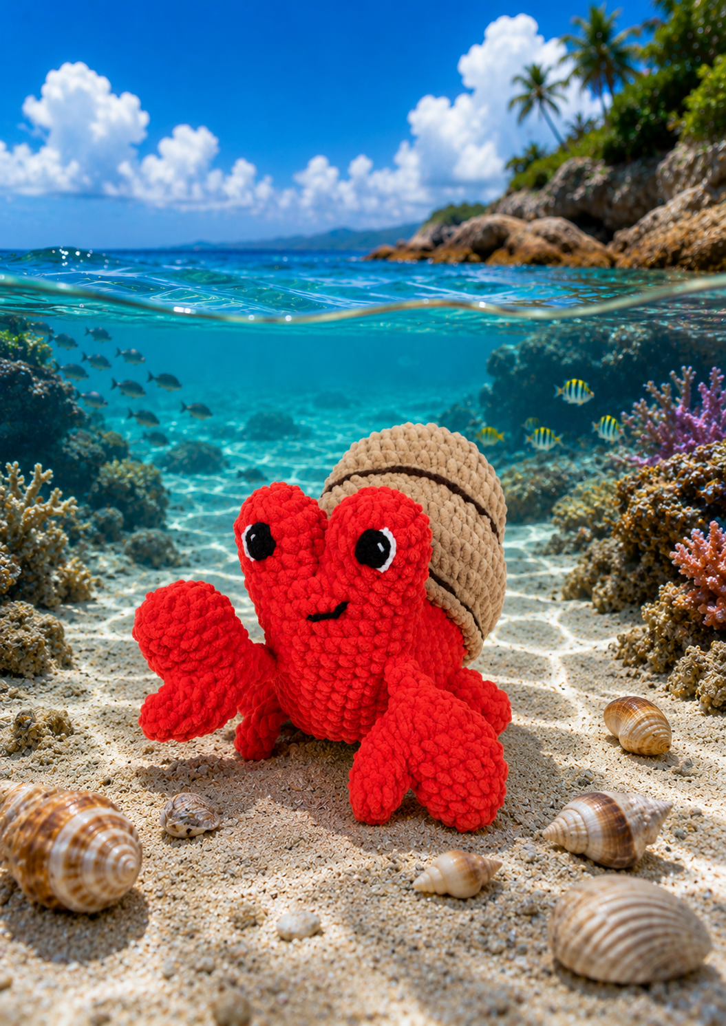 Knitty Critters Crochet Kit - Sea Snuggles - Hugo Hermit Crab