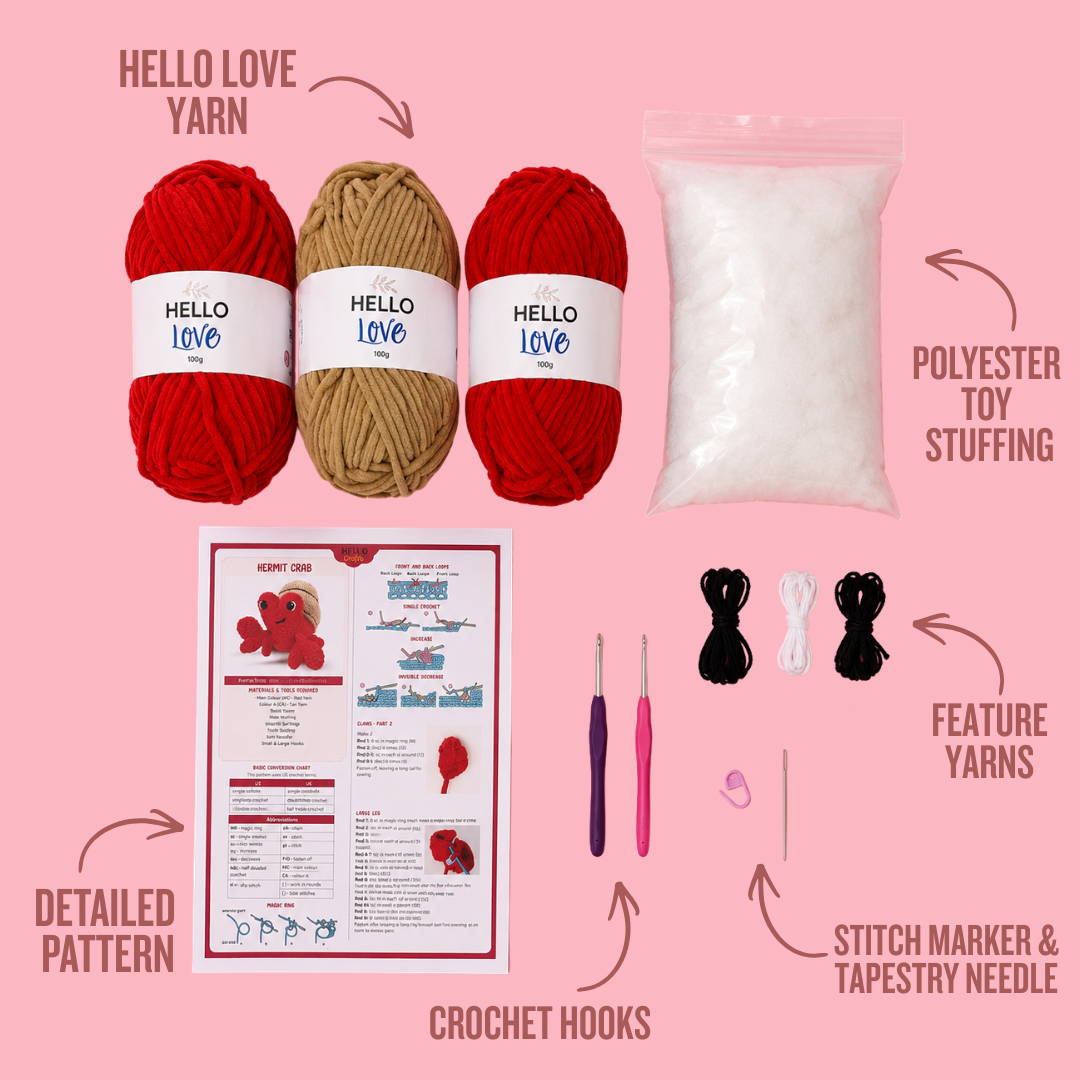 Knitty Critters Crochet Kit - Sea Snuggles - Hugo Hermit Crab