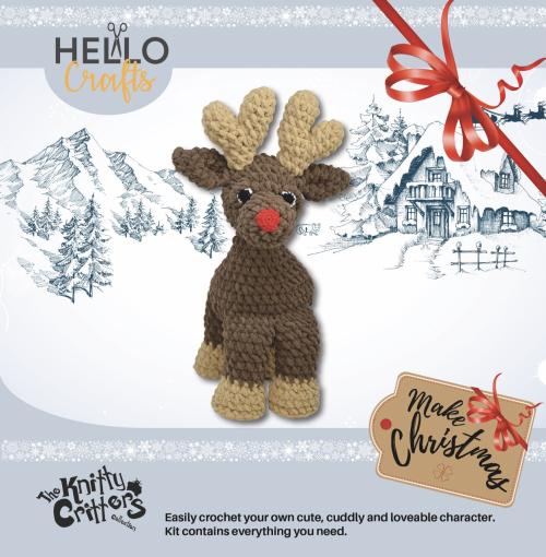 Knitty Critters - Make Christmas Crochet Kit - Holly Reindeer