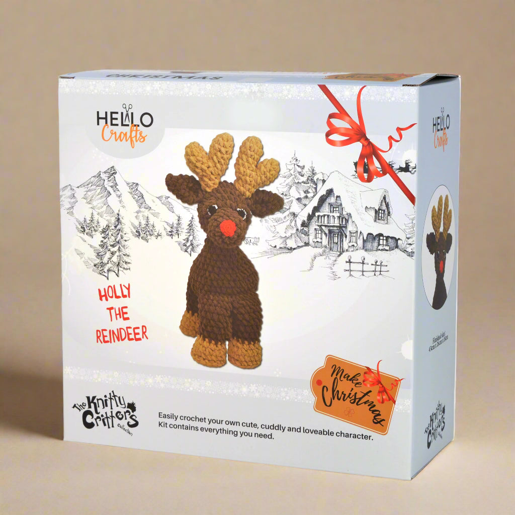 Knitty Critters - Make Christmas Crochet Kit - Holly Reindeer