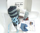 Hello Artisan Box - Cozy Throw Blanket - Midnight Tides - Crochet kit gift box