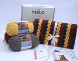 Hello Artisan Box - Cozy Throw Blanket - Harvest Stripes - Crochet kit gift box