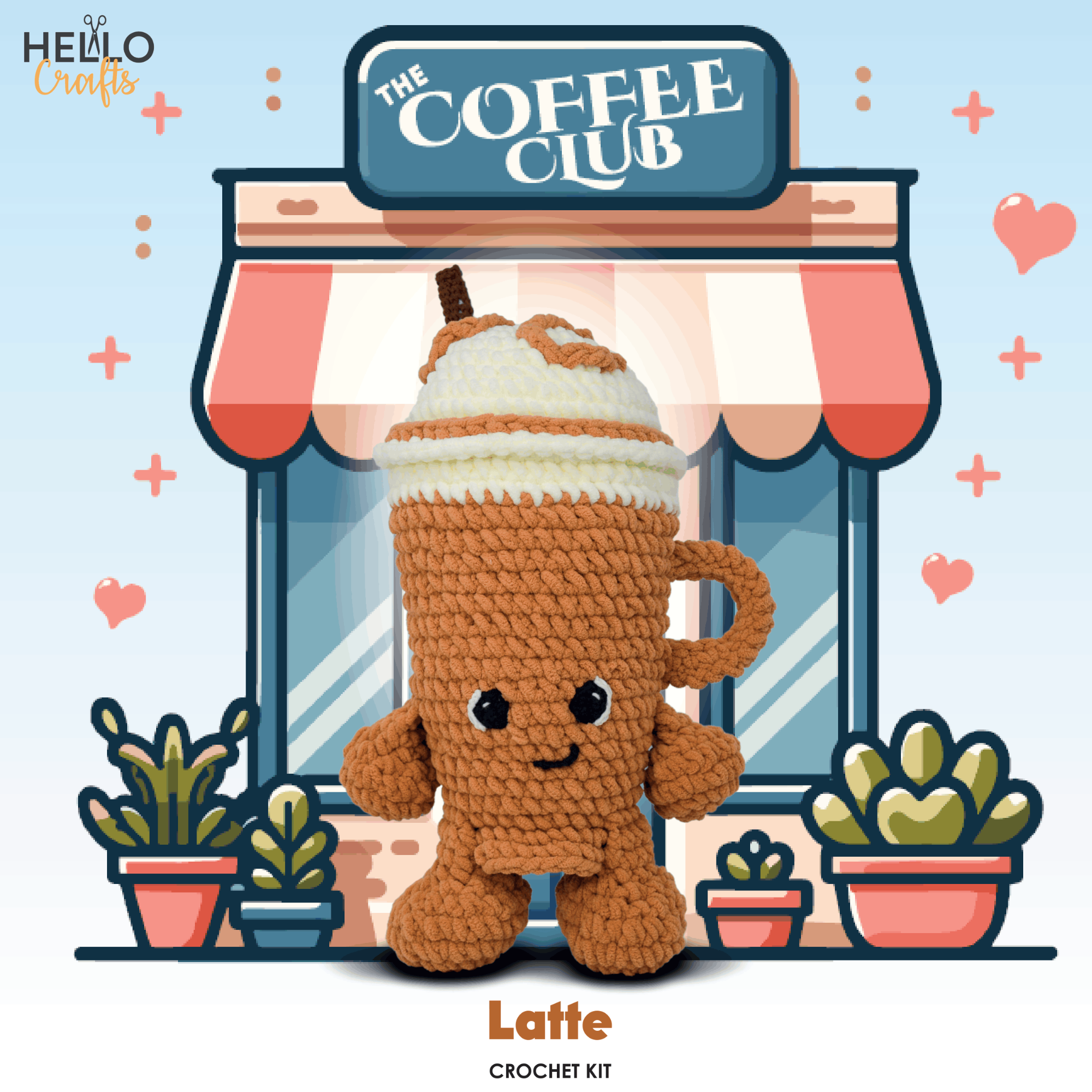 Knitty Critters Crochet Kit - The Coffee Club - Latte