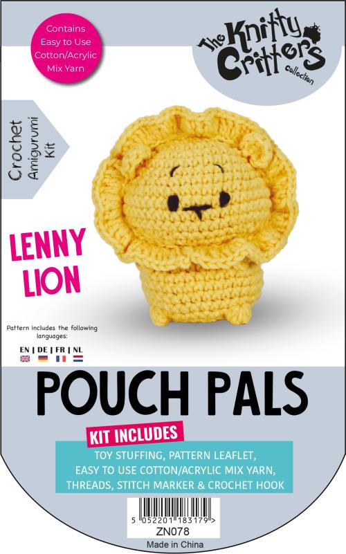 Knitty Critters - Pouch Pals V - Lenny Lion | DIY Amigurumi Crochet Kit