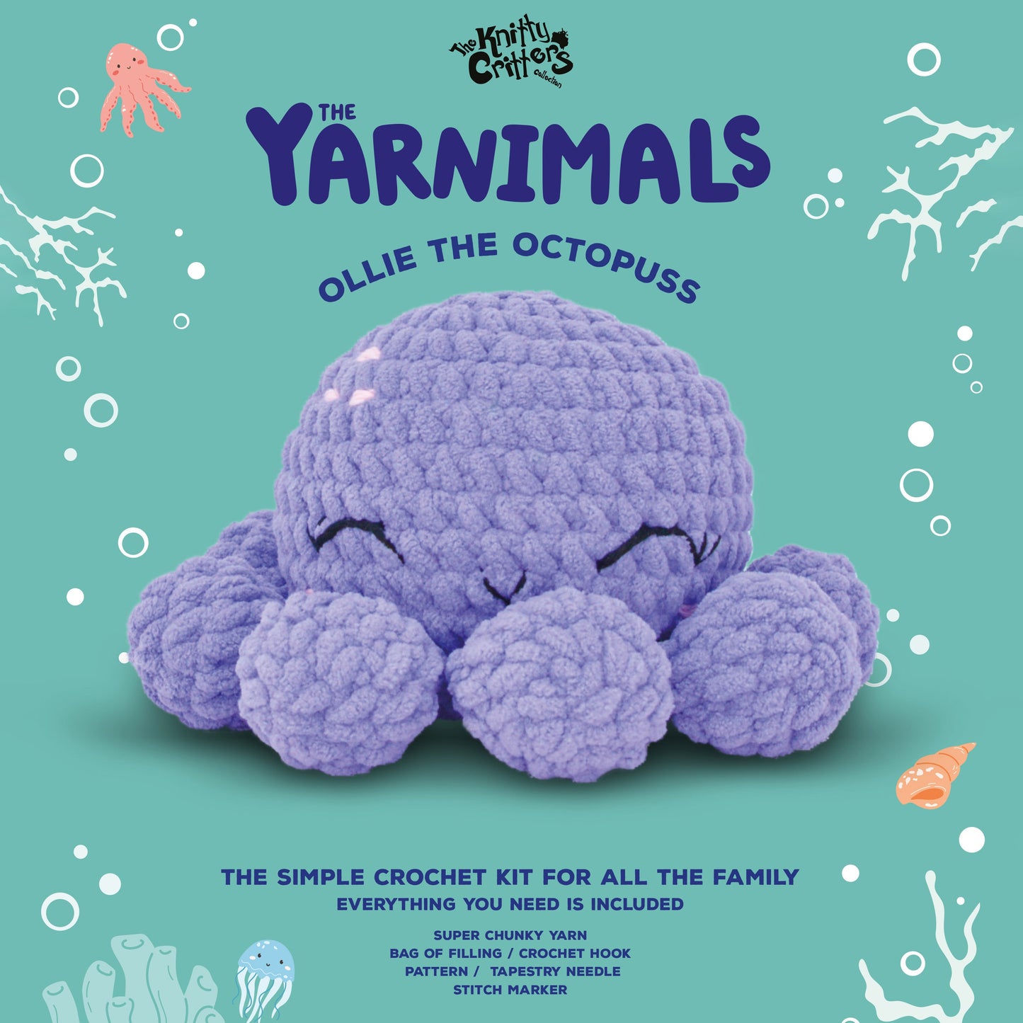 Knitty Critters - Yarnimals - Ollie The Octopus |Amigurumi Crochet Kit