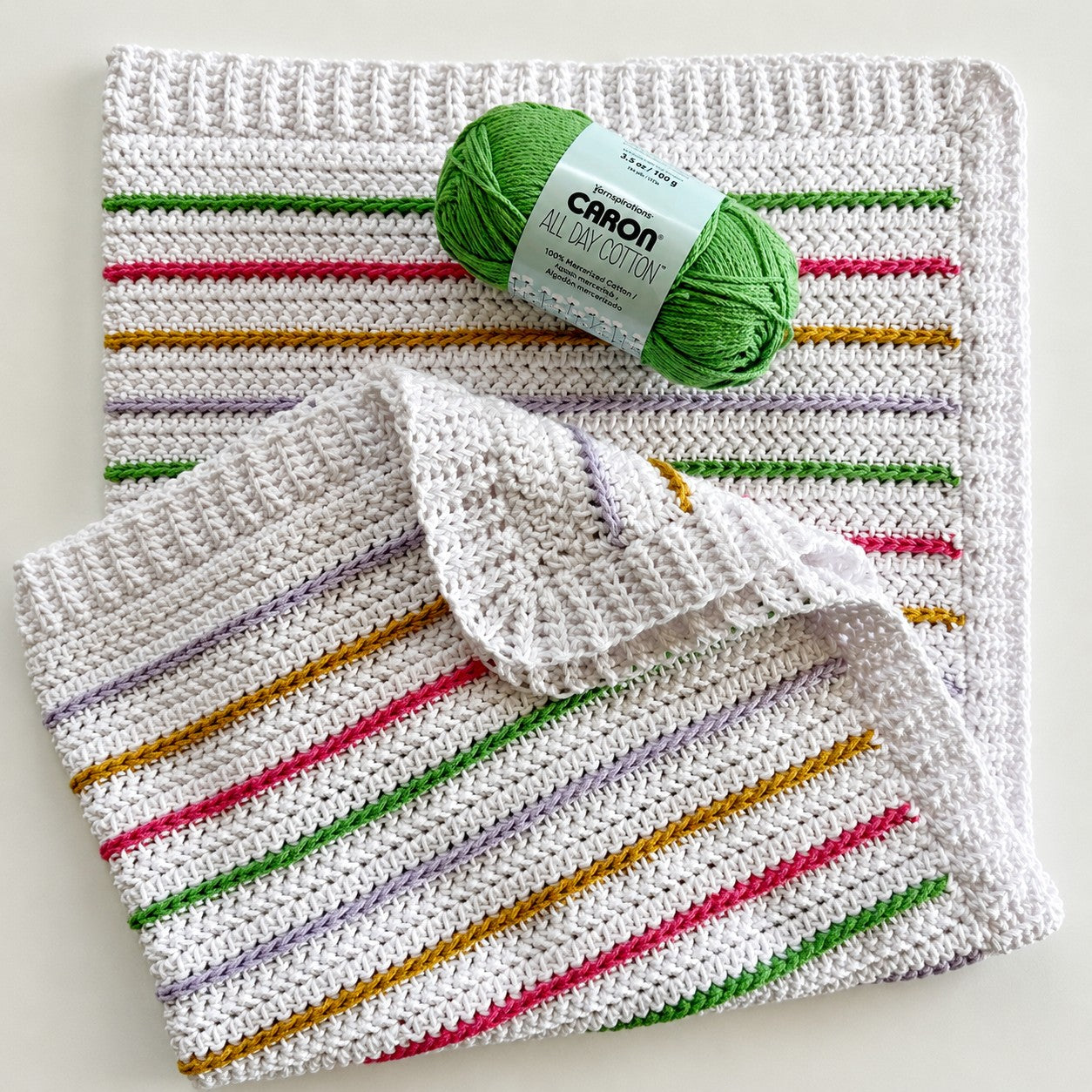 Caron Cotton Bloom Stripes Blanket (Digital Download)
