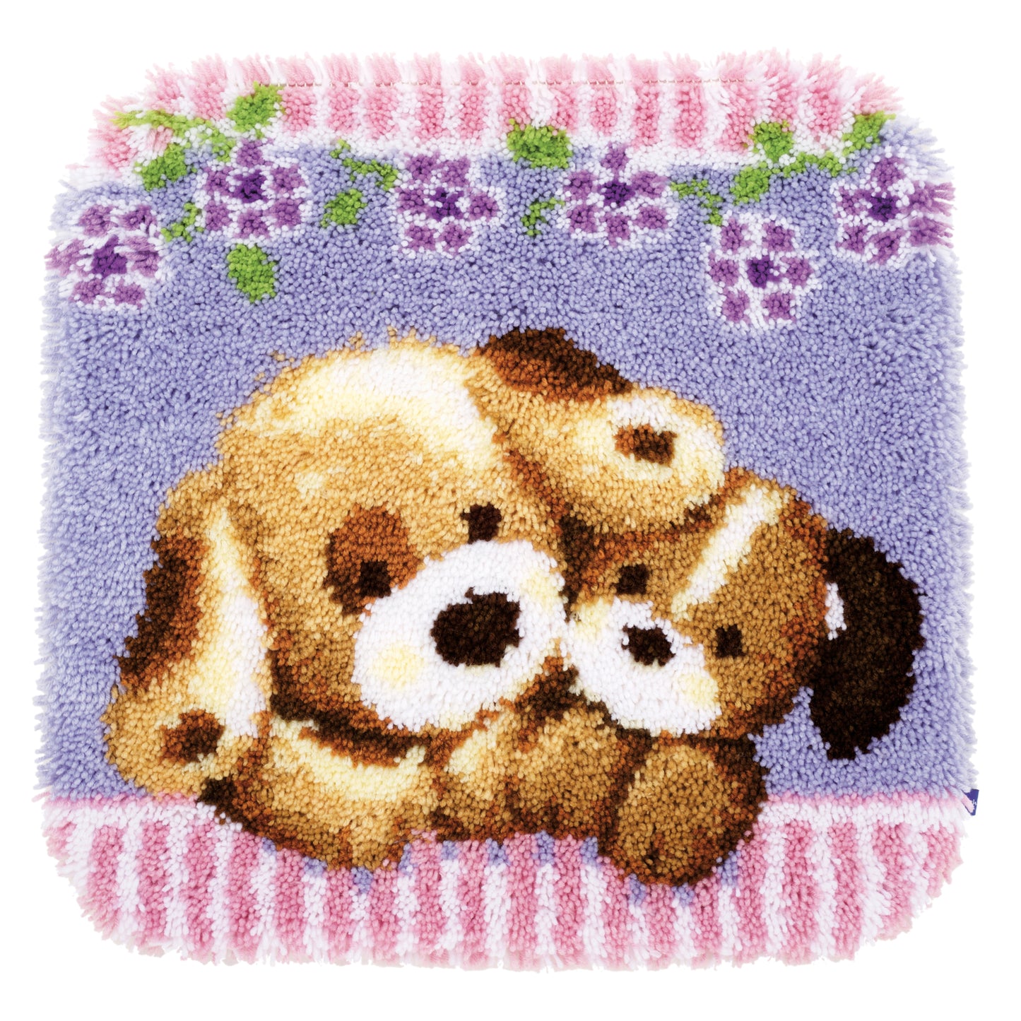 Latch Hook Kit: Rug: Cuddling Dogs