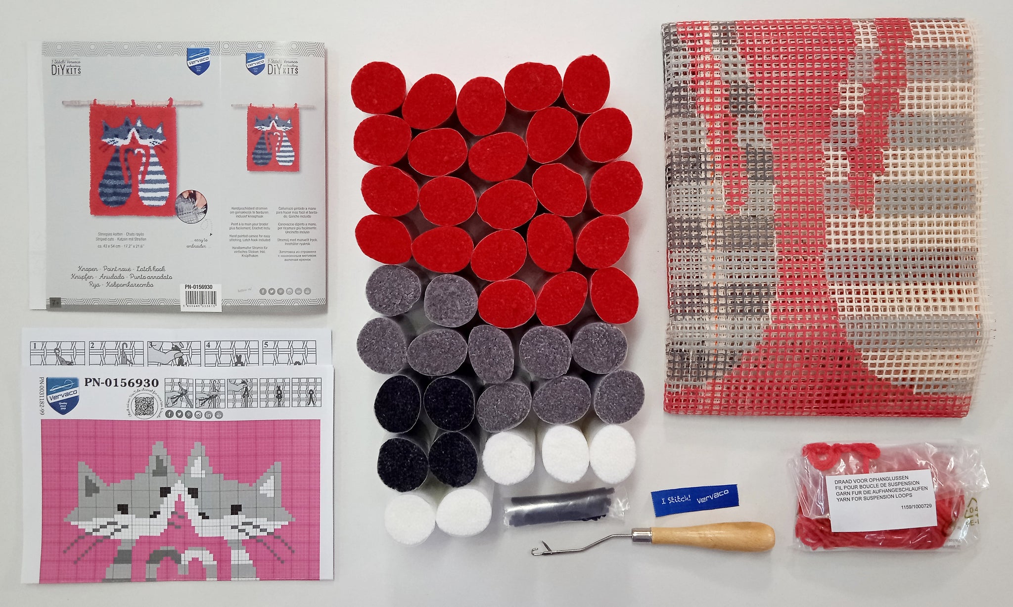 Latch Hook Kit: Rug: Striped Cats