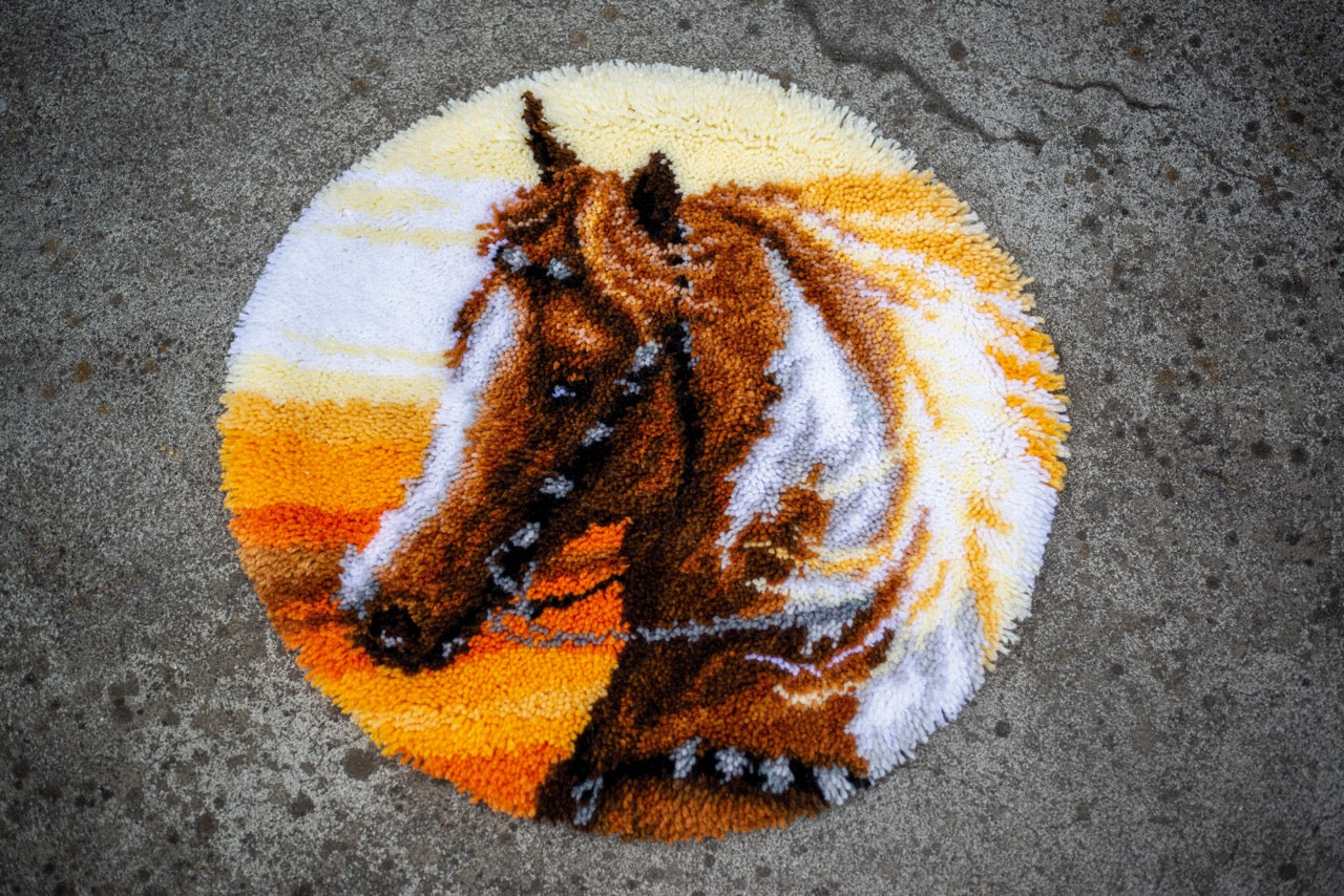 Latch Hook Kit: Rug: Shaped: Western Horse