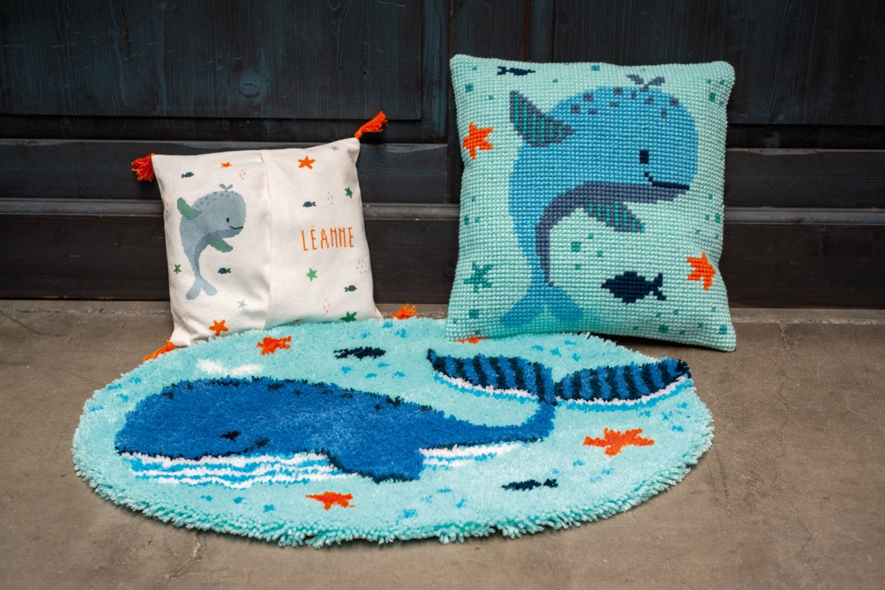 Latch Hook Kit: Rug: Shaped: Whales Fun – Readicut