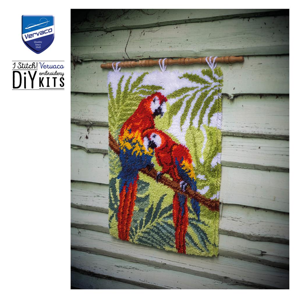 Latch Hook Kit: Rug: Parrots In The Jungle