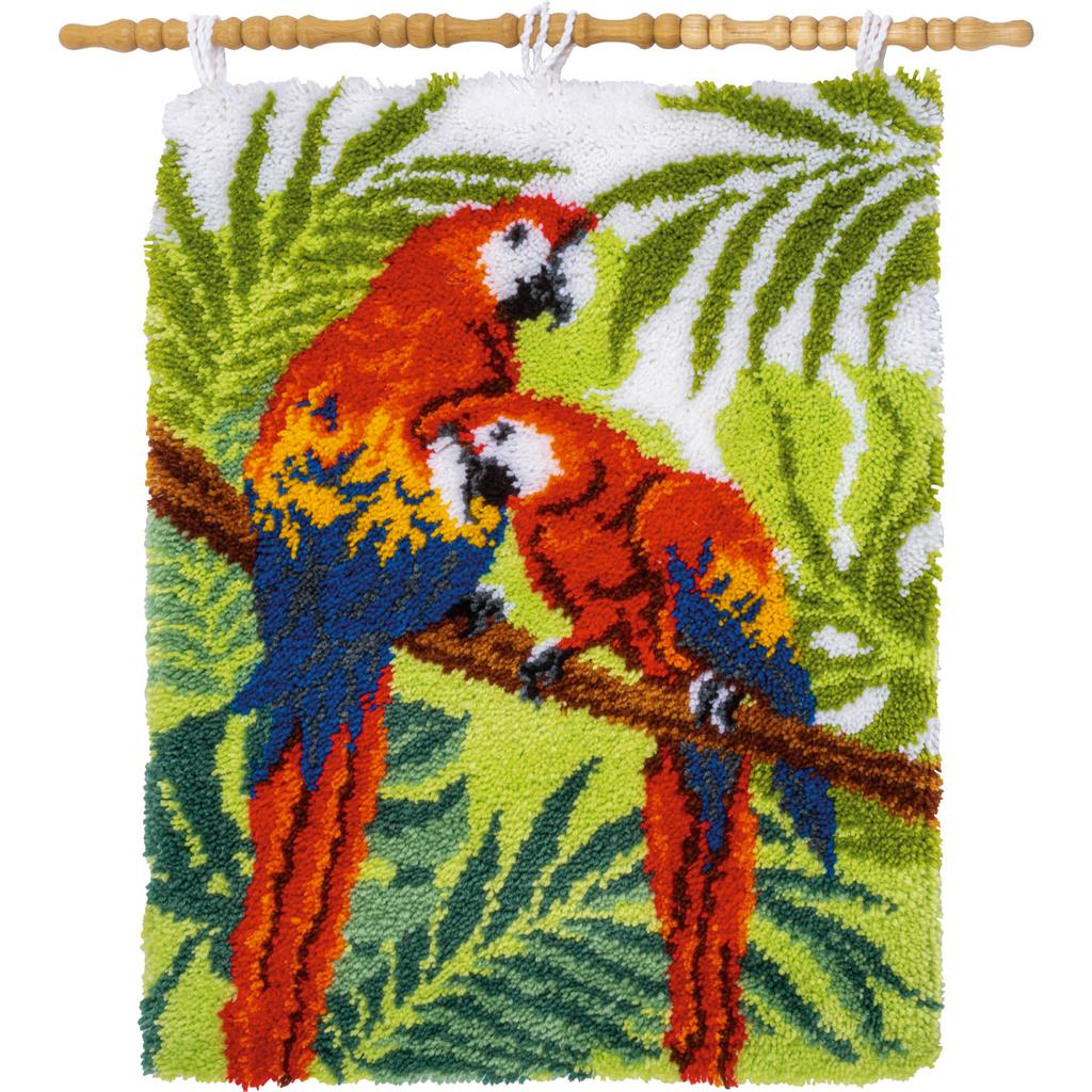 Latch Hook Kit: Rug: Parrots In The Jungle