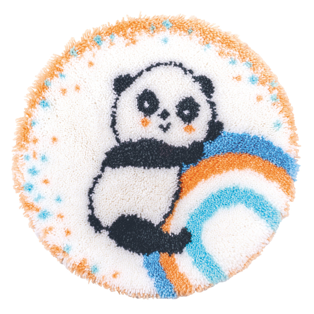Latch Hook Kit: Rug: Shaped: Panda on Rainbow