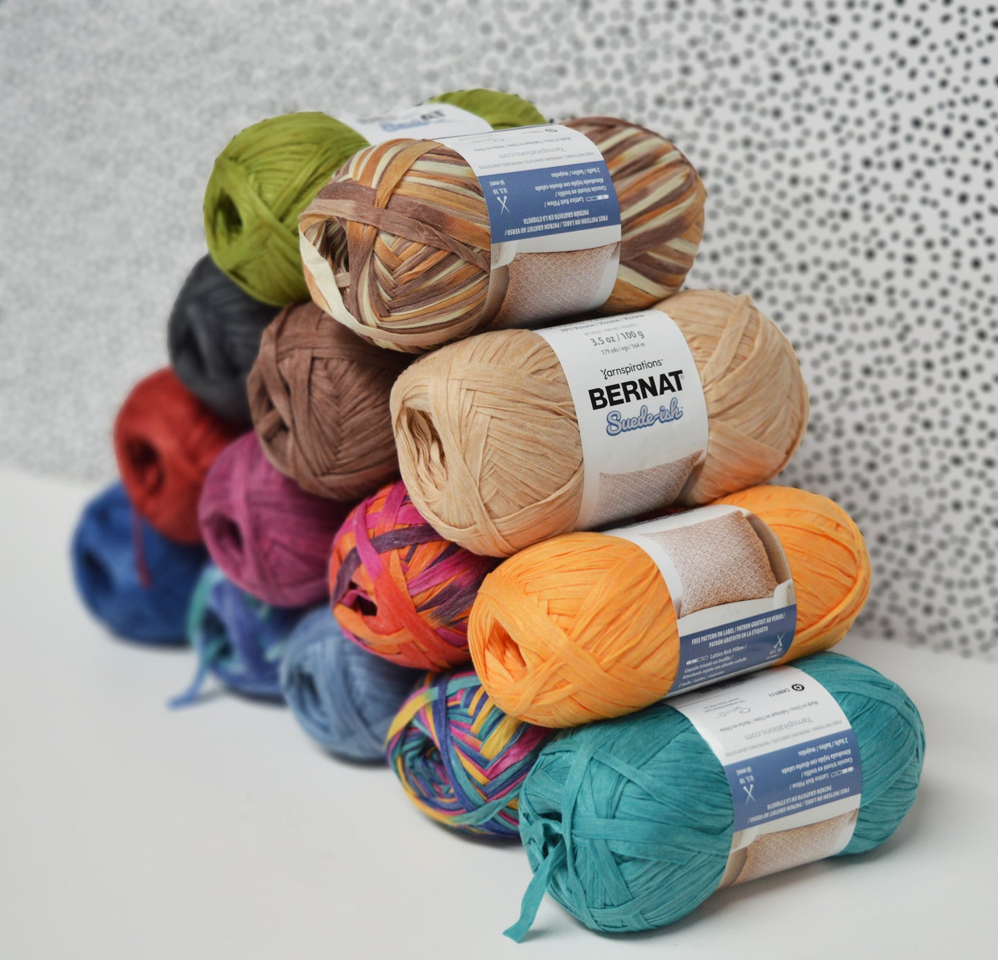 The SUPER DUPER SUEDE-ISH Box - 14 Balls of Assorted Bernat Suede-ish Yarn + 8 FREE DOWNLOADABLE PATTERNS!!