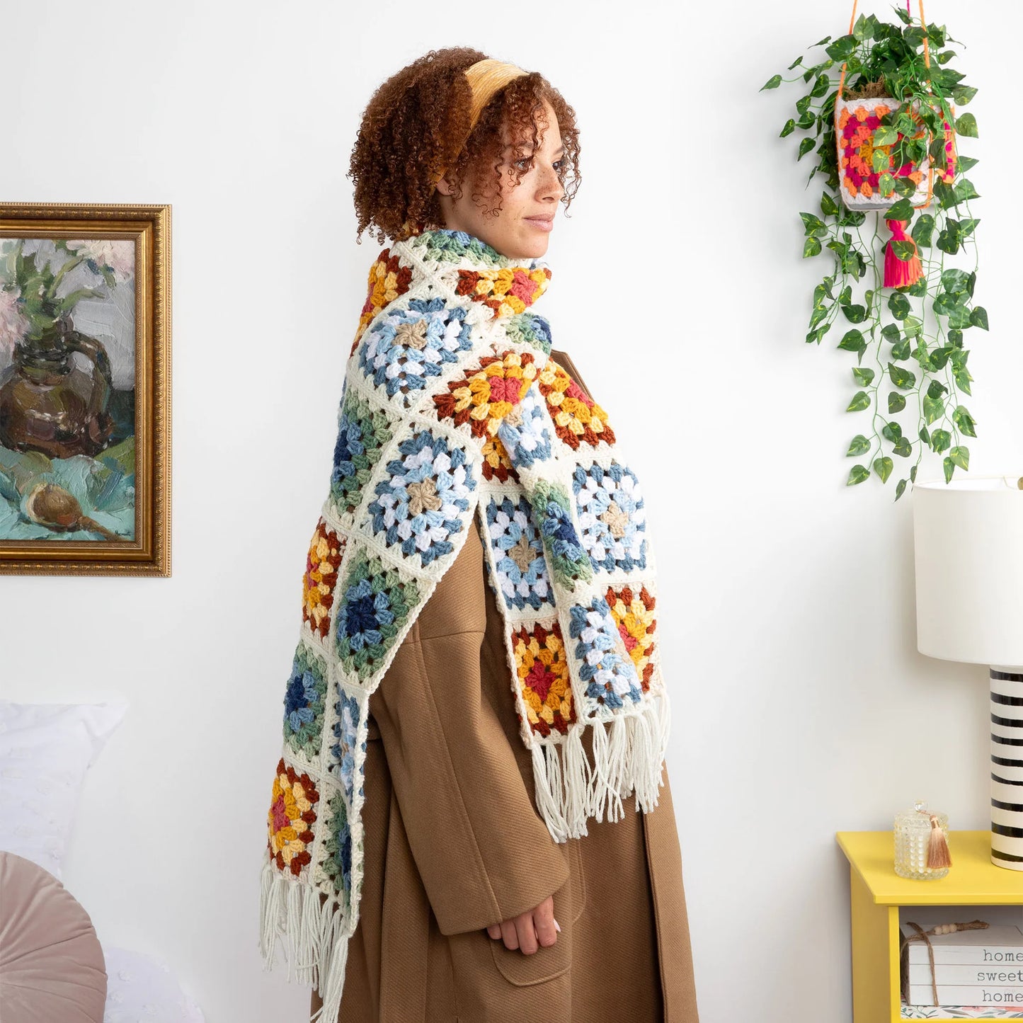 CROCHET PATTERN DOWNLOAD - Free Red Heart Crochet Granny’s Hug Scarf Pattern, Version 1