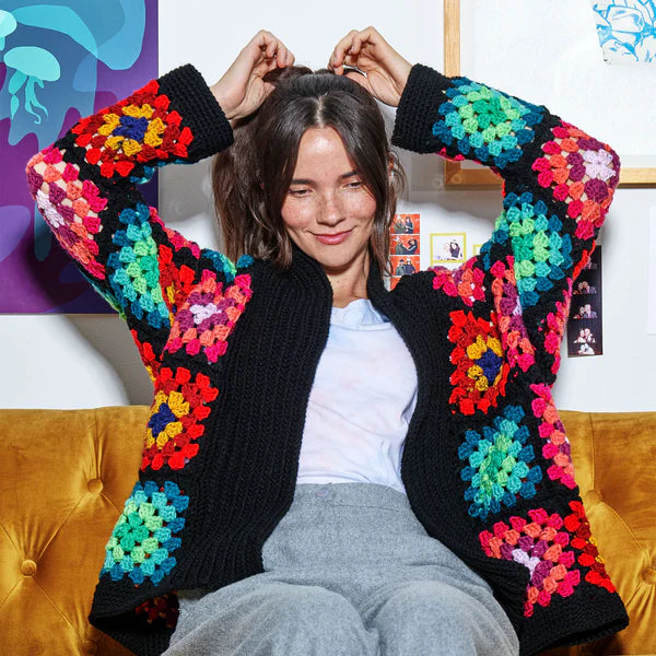 CROCHET PATTERN DOWNLOAD - FREE RED HEART COZY CROCHET GRANNY CARDIGAN PATTERN, XS/S/M/L