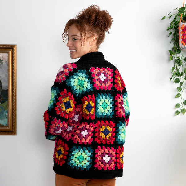 CROCHET PATTERN DOWNLOAD - FREE RED HEART COZY CROCHET GRANNY CARDIGAN PATTERN, XS/S/M/L