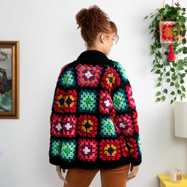 CROCHET PATTERN DOWNLOAD - FREE RED HEART COZY CROCHET GRANNY CARDIGAN PATTERN, XS/S/M/L