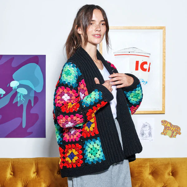 CROCHET PATTERN DOWNLOAD - FREE RED HEART COZY CROCHET GRANNY CARDIGAN PATTERN, XS/S/M/L