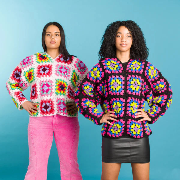 CROCHET PATTERN DOWNLOAD - FREE RED HEART GRANNY CROCHET HOODIE PATTERN, VERSION 2 / XS/S/M