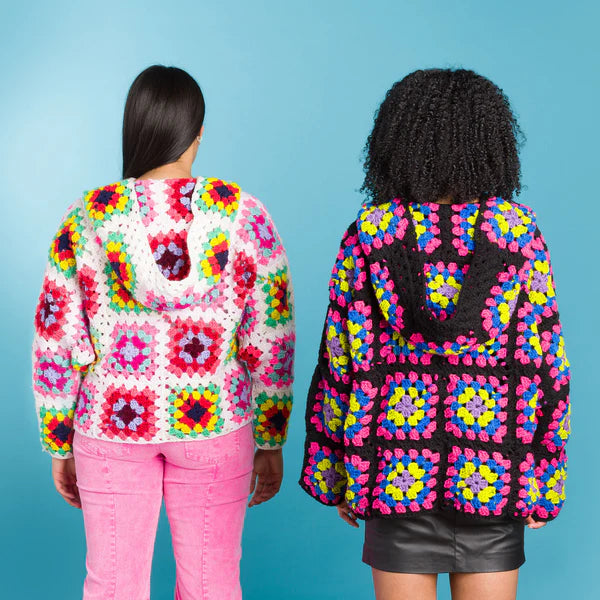 CROCHET PATTERN DOWNLOAD - FREE RED HEART GRANNY CROCHET HOODIE PATTERN, VERSION 2 / XS/S/M