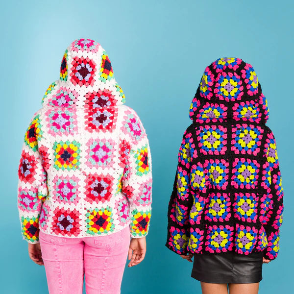 CROCHET PATTERN DOWNLOAD - FREE RED HEART GRANNY CROCHET HOODIE PATTERN, VERSION 2 / XS/S/M