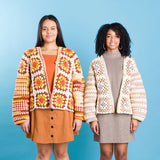 CROCHET PATTERN DOWNLOAD - FREE RED HEART CROCHET GRANNY CARDIGAN PATTERN, XS/S/M/L / WARM WHEAT